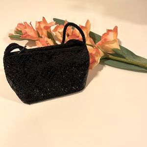 Vintage Black Beaded Clutch